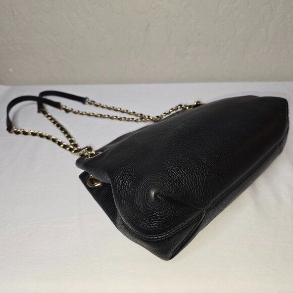 Michael Kors Jet Set Gold Chain Black Pebble Grain Leather Medium Shoulder Bag - Picture 11 of 13